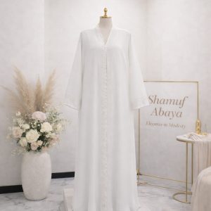 The Celestial White Stonework Abaya