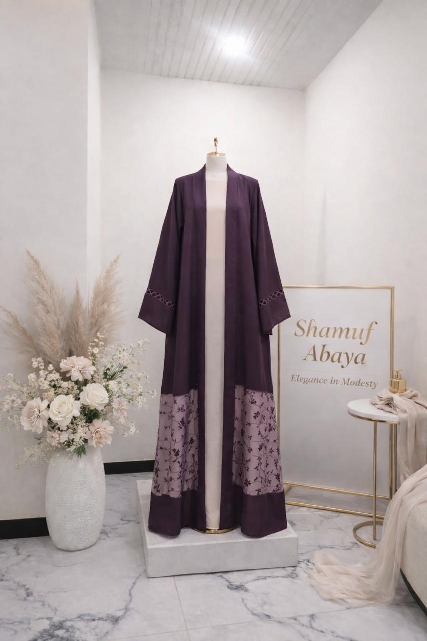 Royal Mulberry Panelled Abaya